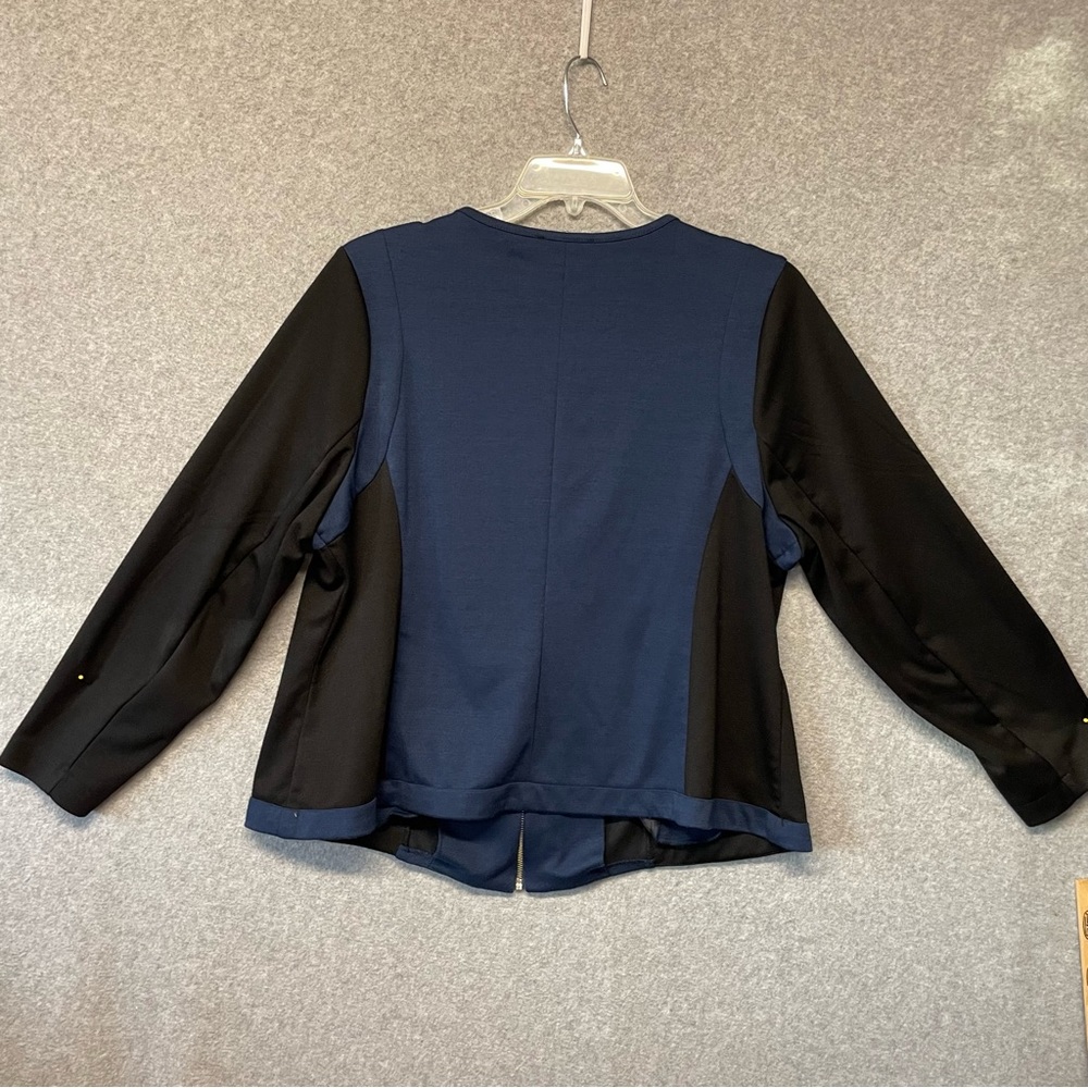 Notation Zip Jacket Blue Black Color Block Blazer… - image 2